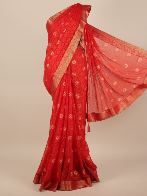 

Pothys Red & White Floral Printed Saree