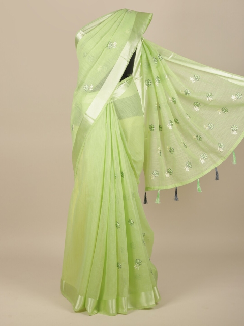 

Pothys Green Floral Embroidered Saree