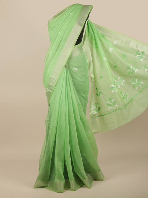 

Pothys Green & Gold-Coloured Floral Embroidered Saree