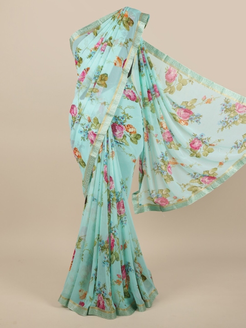 

Pothys Blue & Pink Floral Printed Saree