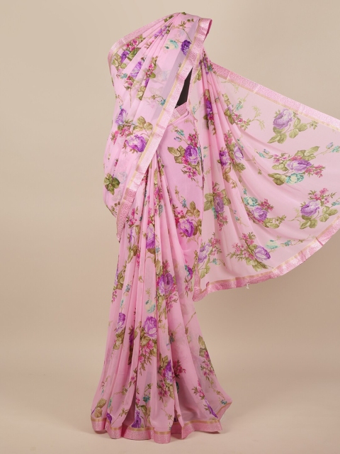 

Pothys Pink & Purple Floral Printed Saree