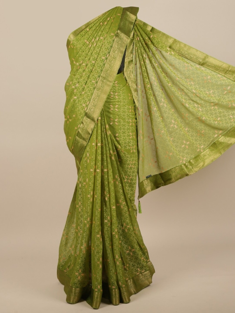 

Pothys Green & Gold-Coloured Floral Printed Saree