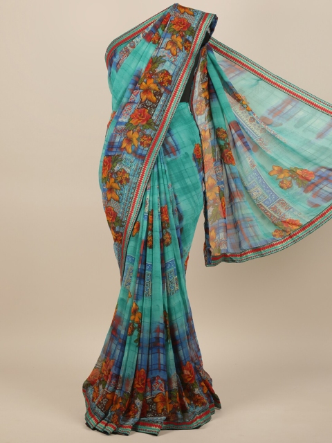 

Pothys Blue & Red Floral Printed Saree