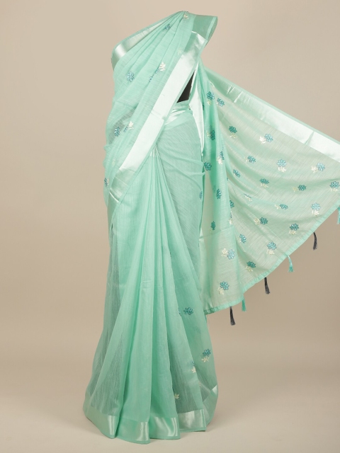 

Pothys Green Floral Embroidered Saree