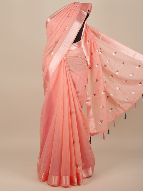 

Pothys Pink Floral Embroidered Saree
