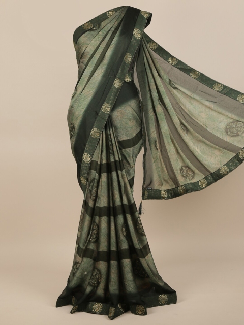 

Pothys Green & Gold-Coloured Floral Printed Saree