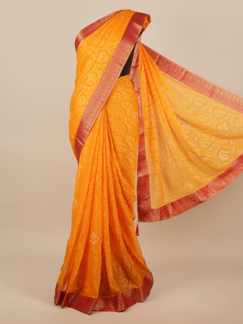 

Pothys Yellow & Red Ethnic Motifs Printed Saree