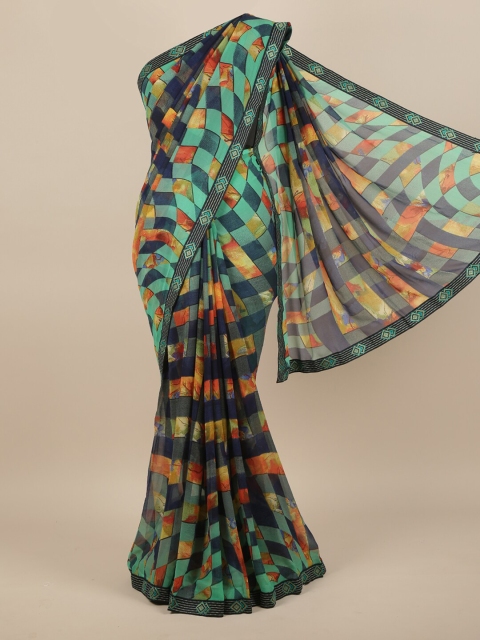 

Pothys Multi Poly Chiffon Geometric Printed Saree