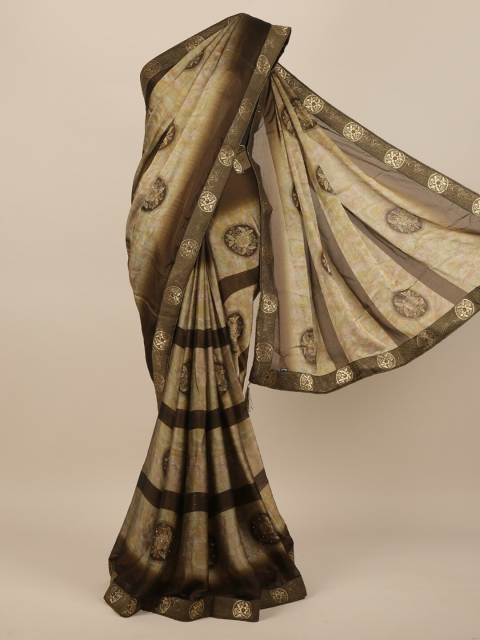 

Pothys Women Brown Poly Chiffon Floral Printed Saree