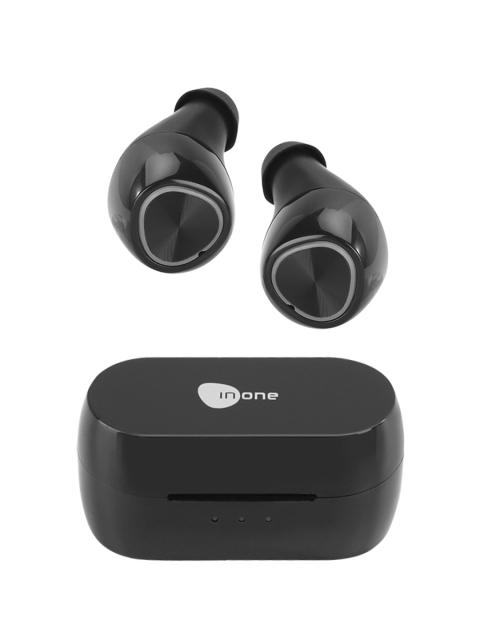 

INONE Unisex Black Solid Bluetooth TWS Earphone With Touch Control And Buds LEDs