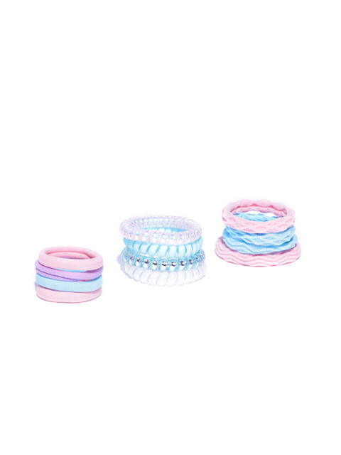 

Jewels Galaxy Women Set of 12 Ponytail Holders, Blue