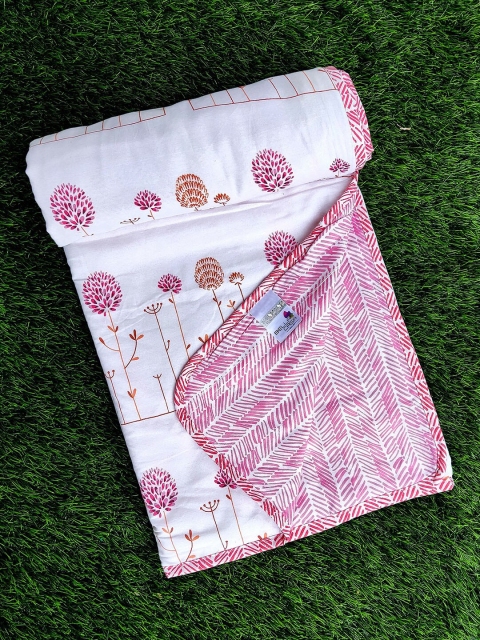 

BELLA CASA Unisex Pink Printed Reversible100 % Cotton Single 180 GSM AC Dohar