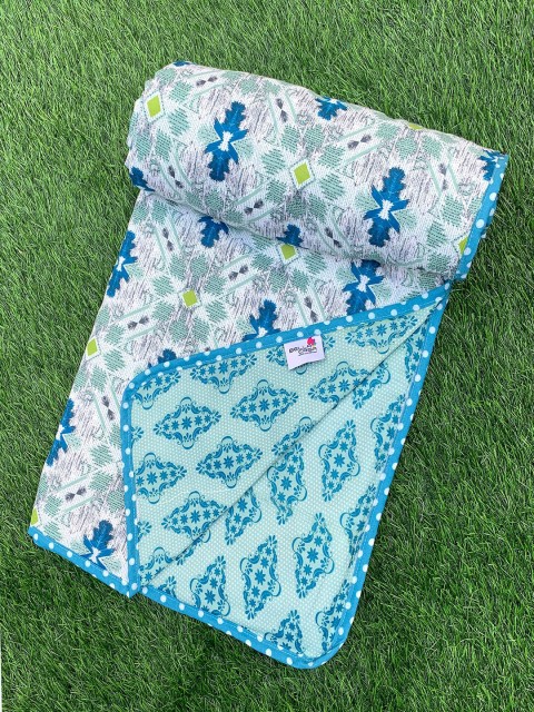 

BELLA CASA Unisex Teal Floral Printed Reversible100 % Cotton Single 180 GSM AC Dohar