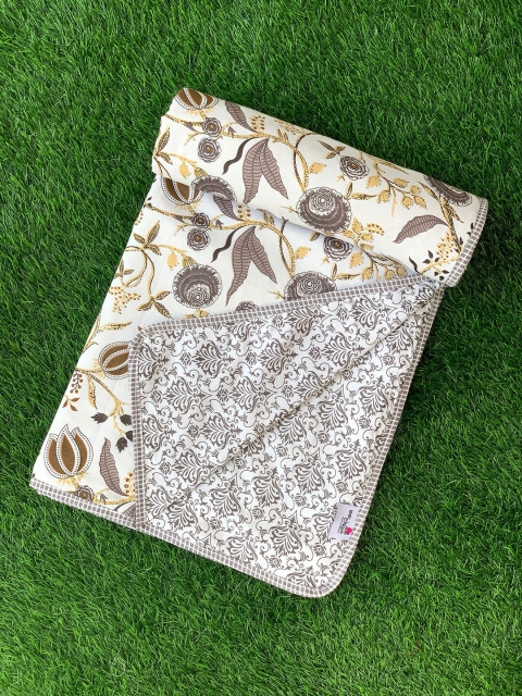 

BELLA CASA Grey Floral Printed Reversible 100 % Cotton Single 180 GSM AC Dohar
