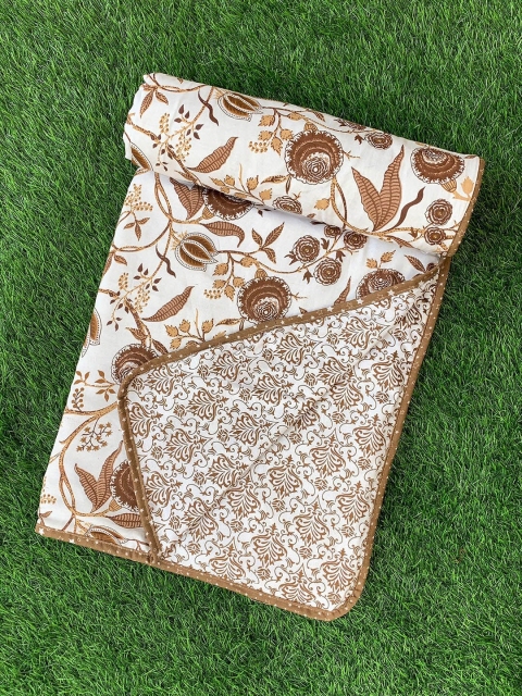 

BELLA CASA Brown Floral Printed Reversible 100 % Cotton Single 180 GSM AC Dohar