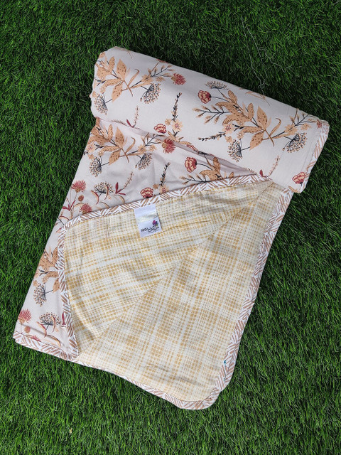 

BELLA CASA Brown Floral Printed Reversible 100 % Cotton Single 180 GSM AC Dohar