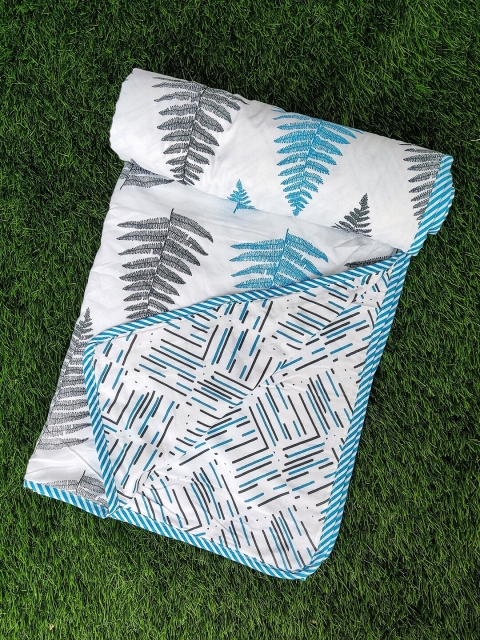 

BELLA CASA Blue Printed Reversible100 % Cotton Single 180 GSM AC Dohar