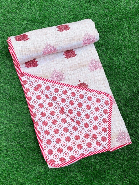

BELLA CASA Pink Printed Reversible100 % Cotton Single 180 GSM AC Dohar