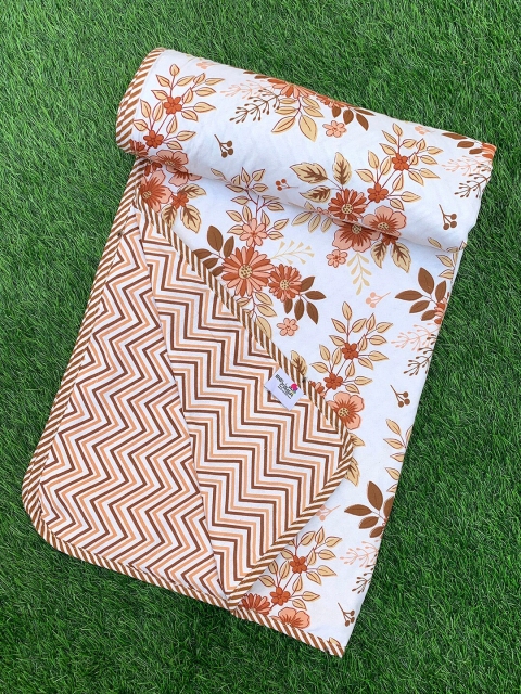 

BELLA CASA Rust Floral Printed Reversible100 % Cotton Single 180 GSM AC Dohar