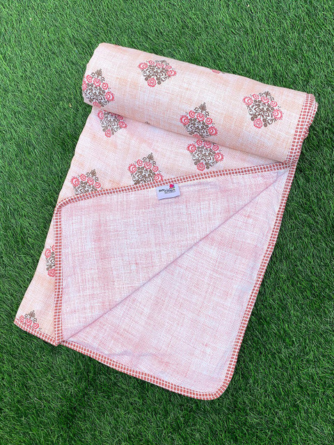 

BELLA CASA Pink Printed Reversible100 % Cotton Single 180 GSM AC Dohar