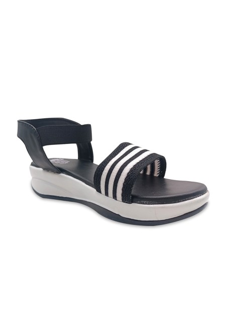 

FEEL FEET Women Black & White Striped Slip-On Flip-Flops