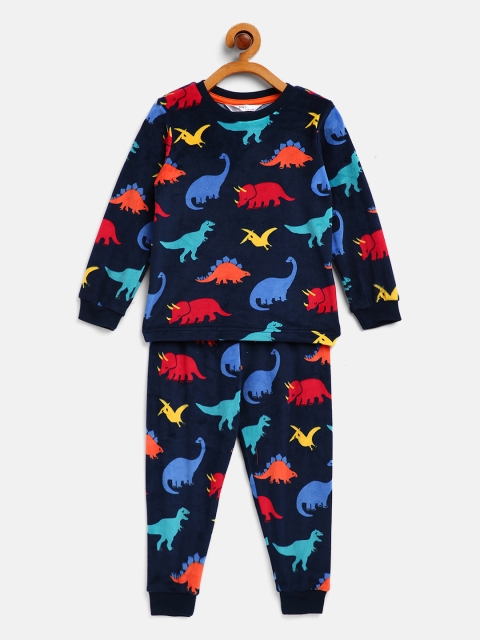 

Marks & Spencer Boys Navy Blue & Red Printed Night suit