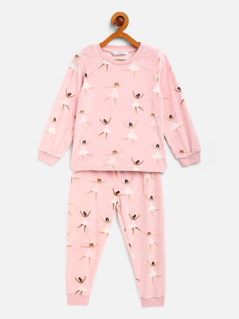 

Marks & Spencer Girls Pink Printed Night suit