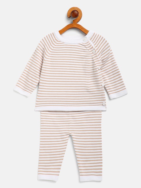

Marks & Spencer Kids Beige & White Striped T-shirt with Pyjamas
