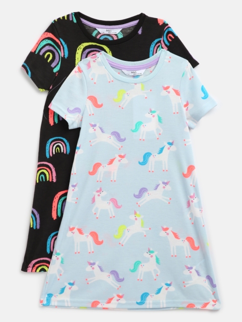 

Marks & Spencer Girls Multicoloured Set of 2 Printed Nightdress, Multi