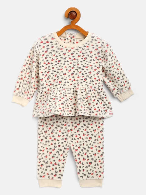 

Marks & Spencer Unisex Kids Pink & Off White Printed T-shirt with Trousers