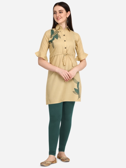 

OM SAI LATEST CREATION Women Beige Printed A-Line Kurta