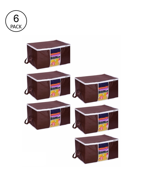 

prettykrafts Set Of 6 Brown Solid Underbed Large Storage Organisers