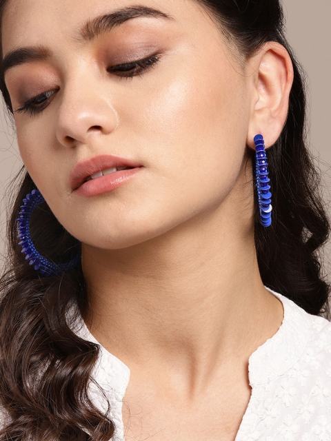 

Sangria Blue Beaded Circular Hoop Earrings