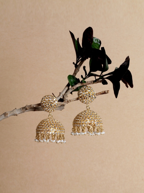

SANGEETA BOOCHRA Gold-Toned Contemporary Jhumkas Earrings
