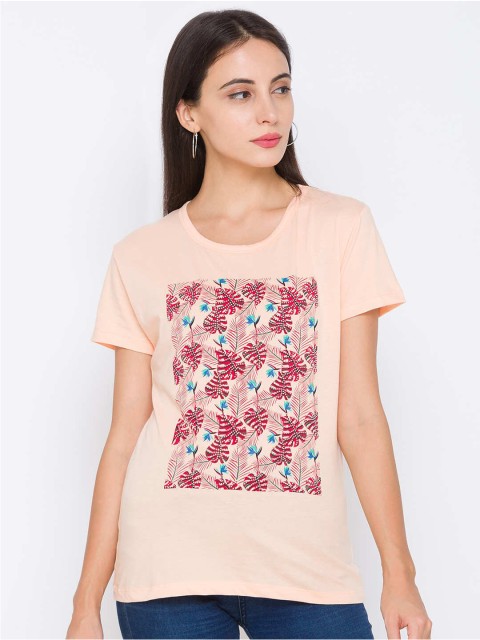 

ZOLA Peach-Coloured Floral Regular Top
