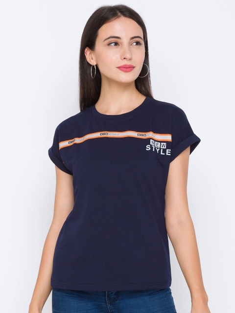 

ZOLA Women Navy Blue Extended Sleeves Regular Top