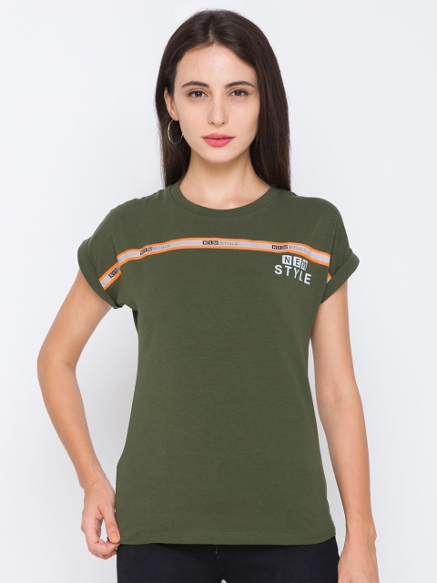 

ZOLA Olive Green & Grey Printed Extended Sleeves Top