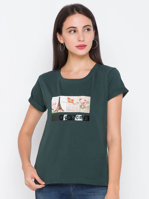 

ZOLA Green & White Graphic Printed Top