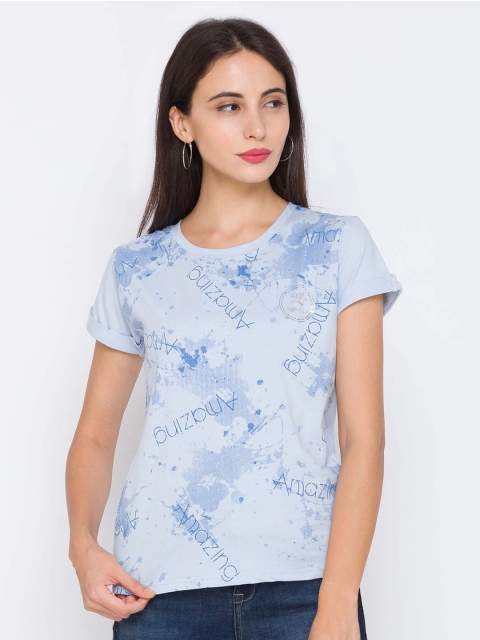

ZOLA Women Blue Printed Regular Top