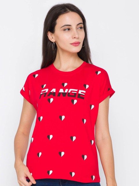 

ZOLA Red & Black Conversational Printed Top