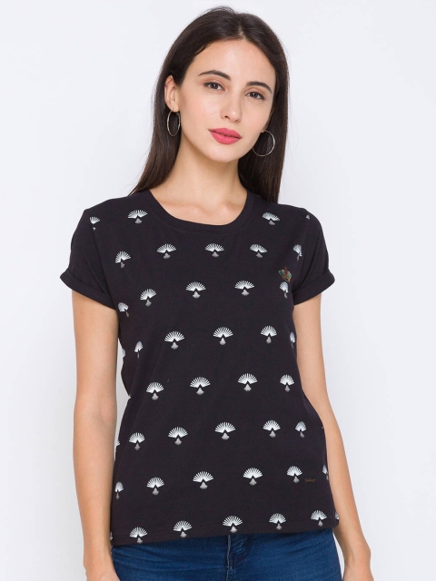 

ZOLA Women Black Printed Regular Top
