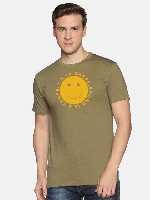 

MASH UNLIMITED Men Olive Green Graphic Printed Slim Fit T-shirt