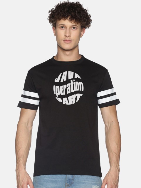 

MASH UNLIMITED Men Black Typography Printed Slim Fit T-shirt