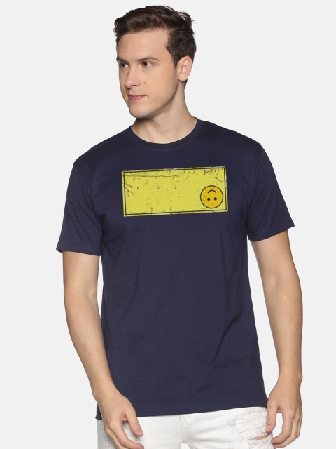 

MASH UNLIMITED Men Navy Blue Graphic Printed Slim Fit T-shirt