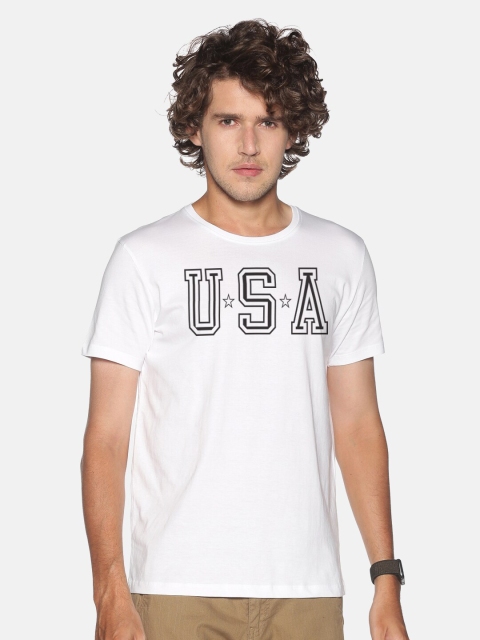 

MASH UNLIMITED Men White Typography Printed Slim Fit T-shirt