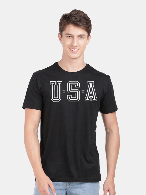 

MASH UNLIMITED Men Black Typography Printed Slim Fit T-shirt