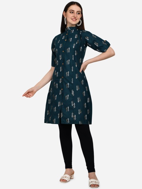 

OM SAI LATEST CREATION Women Teal Green Ethnic Motifs Printed Kurta