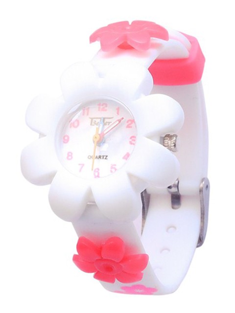 

Spiky Unisex Kids White Printed Dial & Pink Bracelet Style Straps Digital Watch Flower_Wht_Pink
