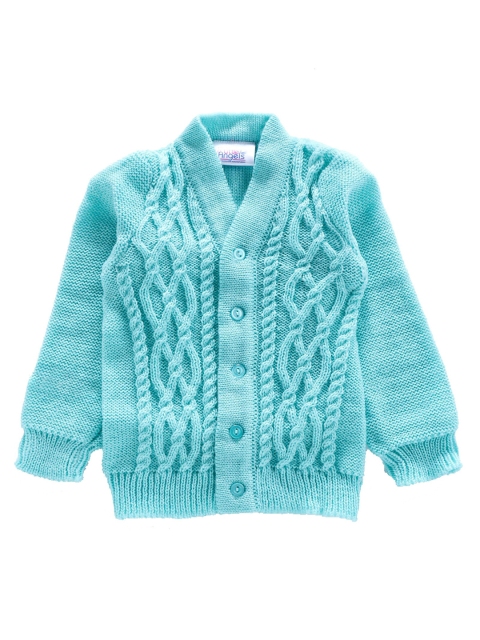 

Little Angels Unisex Kids Turquoise Blue Acrylic Cardigan Sweater