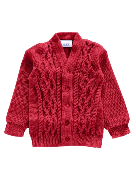 

Little Angels Unisex Kids Red Cable Knit Acrylic Cardigan Sweater